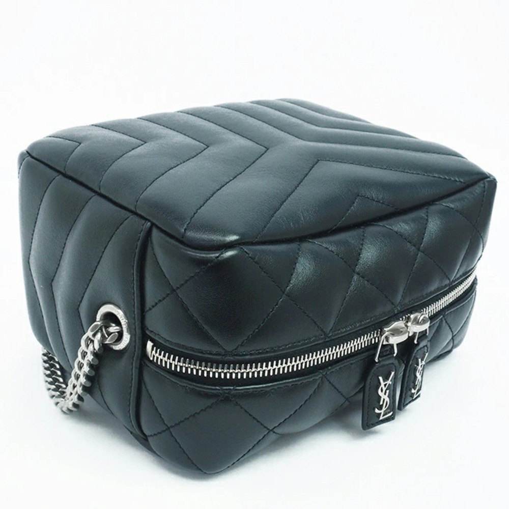 Yves Saint Laurent Shoulder Bag stitch Crossbody Chain Strap Matte Black - Picture 4 of 6